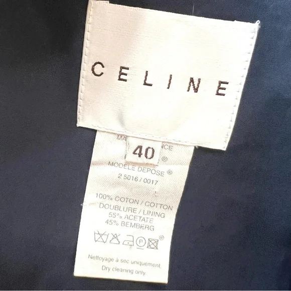 Celine Authentic Designer Navy Blue Cotton 2 Button Blazer Jacket Women’s EU 40 - Picture 13 of 13